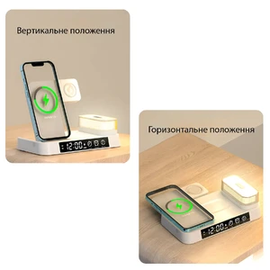 Док-станция 4 в 1 для зарядки iPhone/AirPods/Apple Watch, 30W, с подсветкой и будильником | iLoungeMax 4-in-1 Foldable Charging Station White - Фото 6