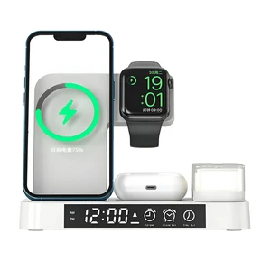 Док-станция 4 в 1 для зарядки iPhone/AirPods/Apple Watch, 30W, с подсветкой и будильником | iLoungeMax 4-in-1 Foldable Charging Station White - Фото 2