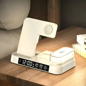 Док-станция 4 в 1 для зарядки iPhone/AirPods/Apple Watch, 30W, с подсветкой и будильником | iLoungeMax 4-in-1 Foldable Charging Station White - Фото 4