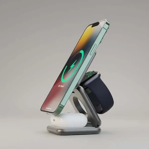 Складная портативная док-станция MagSafe 3-в-1 KUXIU Magnetic Wireless Charger 15W для iPhone AirPods | Apple Watch - Фото 5