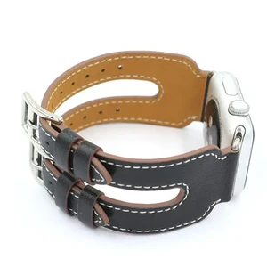 Кожаный ремешок iLoungeMax Double Buckle Black для Apple Watch Ultra 49mm | 45mm | 44mm | 42mm - Фото 2