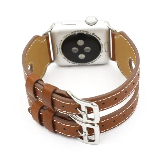 Шкіряний ремінець iLoungeMax Double Buckle Brown для Apple Watch Ultra 49mm | 45mm | 44mm | 42mm у Тернополі