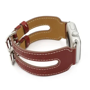 Шкіряний ремінець iLoungeMax Double Buckle Red для Apple Watch Ultra 49mm | 45mm | 44mm | 42mm - Фото 2
