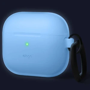 Светящийся силиконовый чехол с карабином elago Silicone Hang Case Nightglow Blue для AirPods 3 - Фото 3