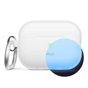 Светящийся силиконовый чехол с карабином elago Silicone Hang Case Nightglow Blue для AirPods Pro 2 APP2SC-HANG-LUBL - Фото 1