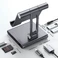 Алюминиевая регулируемая (складная) подставка с хабом USB-C PD для iPad, HDMI 4K, microSD и SD | ESR 8-in-1 Portable Stand Hub Grey - Фото 4