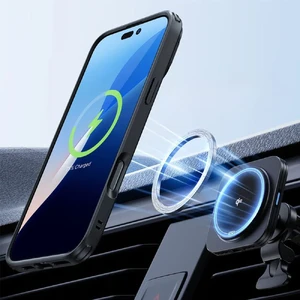 Прозрачный черный чехол со стеклом ESR Classic Hybrid KickStand MagSafe для iPhone 16 - Фото 4