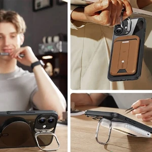 Прозрачный черный чехол со стеклом ESR Classic Hybrid KickStand MagSafe для iPhone 16 - Фото 2