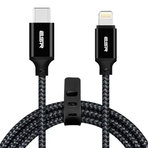 Кабель ESR Double Braided USB Type-C PD to Lightning Black 1.2m