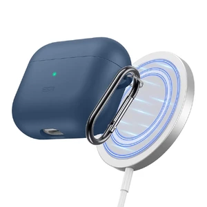 Силиконовый чехол с карабином ESR HaloLock Magnetic Soft Case Navy Blue для AirPods 3 - Фото 2