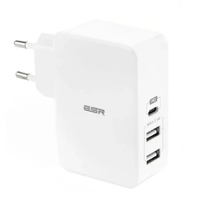 Швидкий мережевий зарядний пристрій ESR USB Type-C PD + 2 USB Wall Charger White (EU) 3A17XL0069 - Фото 1