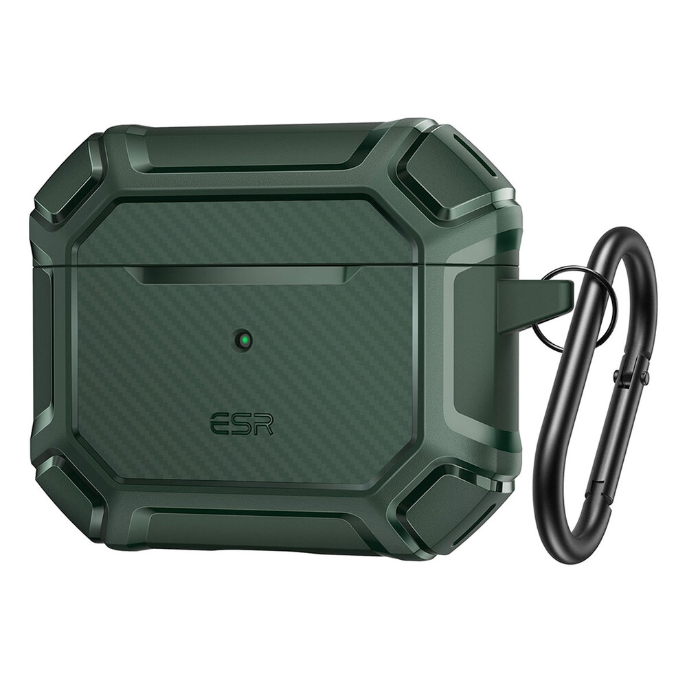 Противоударный чехол с карабином ESR Tough Shock Armor Case Green для AirPods 3