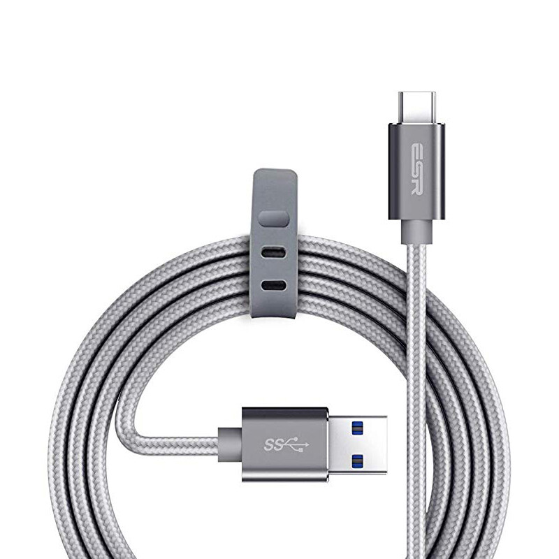 Кабель ESR USB to USB-C PD Charting Cable Silver 1m для зарядки и синхронизации iPad | MacBook