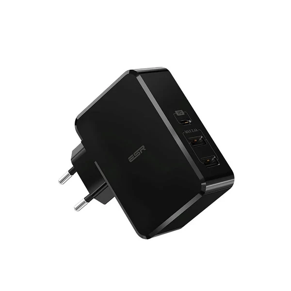 Швидкий мережевий зарядний пристрій ESR USB Type-C PD + 2 USB Wall Charger Black (EU) у Рівному