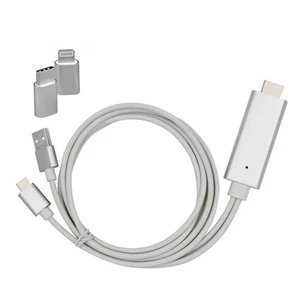 Универсальный кабель EZCast Silver USB Type-C | USB 3.0 | Micro-USB | Lightning to HDMI 2m - Фото 3