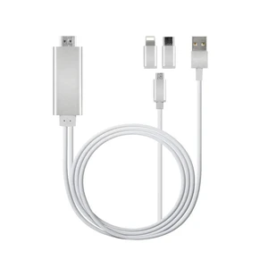 Универсальный кабель EZCast Silver USB Type-C | USB 3.0 | Micro-USB | Lightning to HDMI 2m - Фото 4