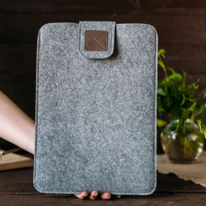 Чехол-карман на липучке из войлока Gmakin Gray для MacBook Air 13" (2018-2024) | Pro 13" (2016-2022) - Фото 5