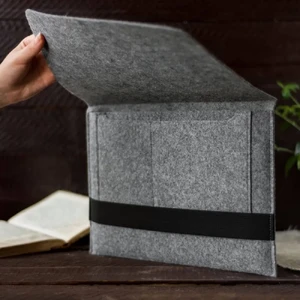 Чехол-конверт из войлока с резинкой Gmakin Light Gray для MacBook Air 13" (2018-2024) | Pro 13" (2016-2022) - Фото 5