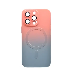 Силіконовий чохол з MagSafe для iPhone 14 Pro Max, з градієнтом і захистом камери | iLoungeMax Gradient Case Peach-Gray  - Фото 1