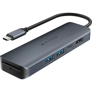 Хаб 6в1 HyperDrive Next Dual з подвійним роз'ємом USB-A, HDMI 4K, кардридером SD, USB-C, 100W PD для MacBook Pro/Air | Windows HD4002GL - Фото 1