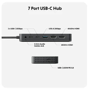 Хаб 7в1 HyperDrive Next Dual з подвійним роз'ємом 4K HDMI, USB-A, Audio Jack, USB-C, 100W PD для MacBook Pro/Air | Windows PC | Chromebook - Фото 5