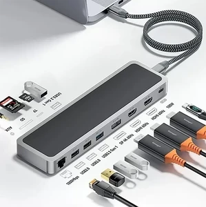 Хаб (адаптер) iLoungeMax 12-in-1 USB Type-C to Dual HDMI | USB 3.0 | AUX | PD 100W - Фото 3