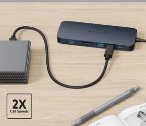Хаб 10в1 HyperDrive Next Dual с двойным разъемом USB-C, USB-A, 4K HDMI, кардридером microSD/SD, Ethernet, Audio Jack, 140W PD для MacBook Pro/Air | Windows - Фото 7