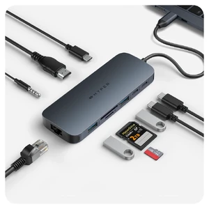 Хаб 10в1 HyperDrive Next Dual с двойным разъемом USB-C, USB-A, 4K HDMI, кардридером microSD/SD, Ethernet, Audio Jack, 140W PD для MacBook Pro/Air | Windows - Фото 5