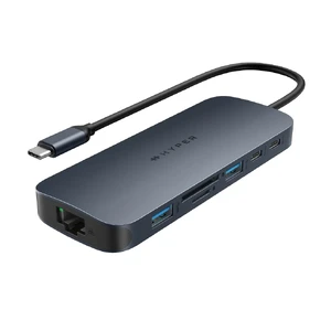 Хаб 10в1 HyperDrive Next Dual с двойным разъемом USB-C, USB-A, 4K HDMI, кардридером microSD/SD, Ethernet, Audio Jack, 140W PD для MacBook Pro/Air | Windows HD4005GL - Фото 1