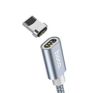 Магнітний кабель HOCO U40A Magnetic Adsorption Metal Gray Lightning to USB 1m - Фото 2