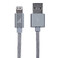 Плетеный кабель HOCO UPF01 Gray Lightning to USB  - Фото 1