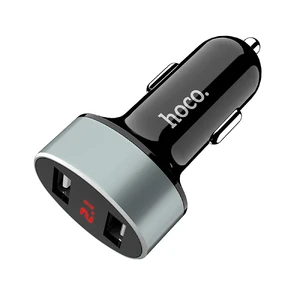 Автозарядка с дисплеем HOCO Z26 High Praise Dual USB Black - Фото 2