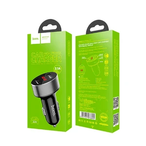 Автозарядка с дисплеем HOCO Z26 High Praise Dual USB Black - Фото 4