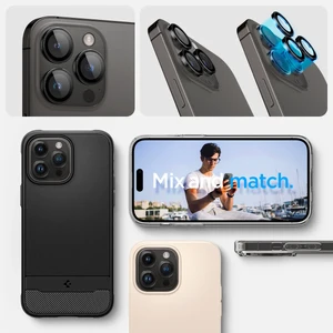 Захисне скло на камеру Spigen Optik Pro Black для iPhone 15 Pro | 15 Pro Max | 14 Pro | 14 Pro Max (2 шт.) - Фото 6