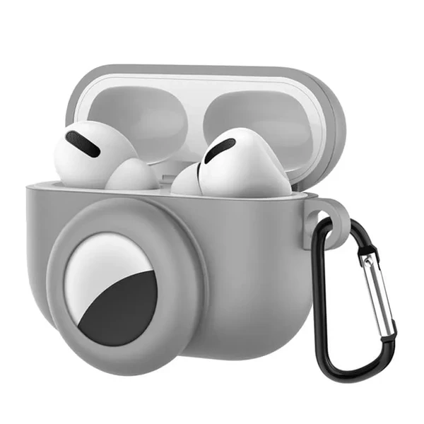 Силіконовий чохол із карабіном iLoungeMax 2-in-1 Gray для AirPods Pro | AirTag у Рівному