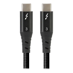 Черный кабель для зарядки iLoungeMax Metal Braided Mesh Real Type-C to Type-C Thunderbolt 3 100W 1m  - Фото 1