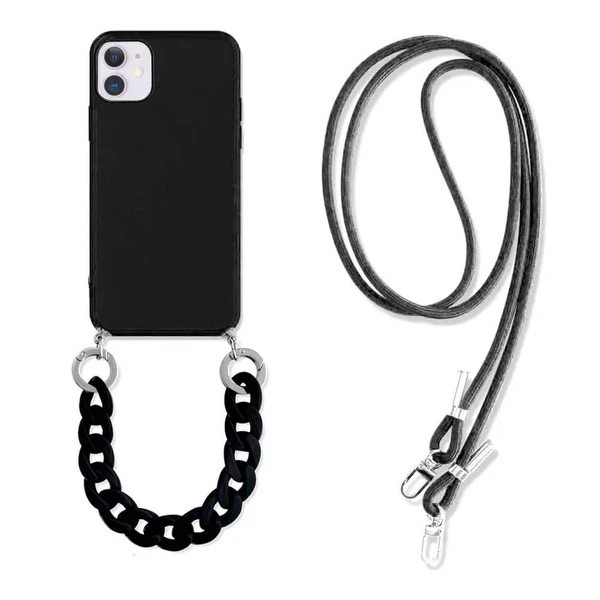Силіконовий чохол з ремінцем iLoungeMax Silicone CrossBody Black для iPhone 11 у Рівному