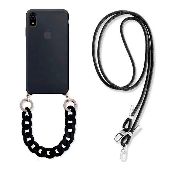 Силіконовий чохол з ремінцем iLoungeMax Silicone CrossBody Black для iPhone XR у Вінниці