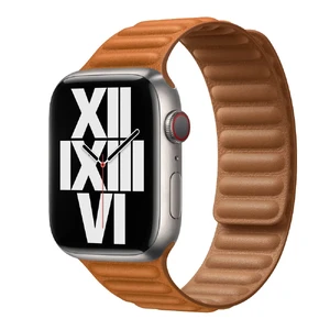Ремінець iLoungeMax Leather Link Magnetic Golden Brown Apple Watch Ultra 49mm | 45mm | 44mm | 42mm (M | L) OEM  - Фото 1
