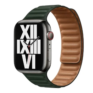 Ремінець iLoungeMax Leather Link Magnetic Sequoia Green для Apple Watch 41mm | 40мм | 38мм (S | M) OEM  - Фото 1