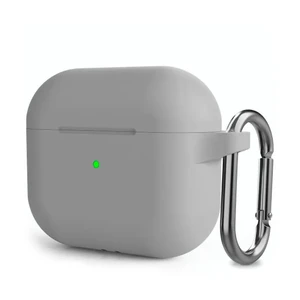 Силиконовый чехол с карабином iLoungeMax Light Grey для AirPods 3  - Фото 1
