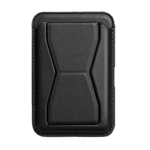 Кожаный чехол-бумажник MagSafe для iPhone 15/14/13/12 с подставкой, разъемом для карт и наличных | iLoungeMax Folding Stand Black  - Фото 1