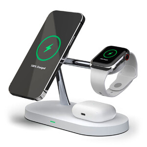 Бездротовий зарядний пристрій iLoungeMax Magnetic Charger 5 in 1 White для iPhone | AirPods | Apple Watch