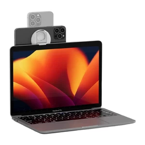 Держатель подставка MagSafe для iPhone на MacBook, превращает iPhone в веб-камеру, с кольцом (попсокетом) на палец | iLoungeMax Camera Mount White