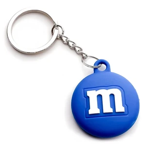 Силиконовый брелок с кольцом iLoungeMax Funny Cartoon Case M&M's Blue для AirTag  - Фото 1