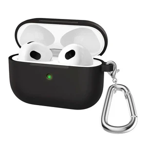 Силиконовый чехол с карабином iLoungeMax TPU Case Black для AirPods 3  - Фото 1