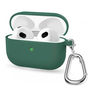Силиконовый чехол с карабином iLoungeMax TPU Case Olive Green для AirPods 3  - Фото 1
