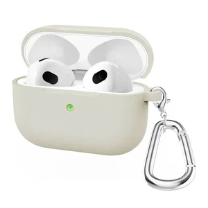 Силиконовый чехол с карабином iLoungeMax TPU Case Rice White для AirPods 3  - Фото 1