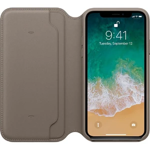 Кожаный чехол-книжка Apple Leather Folio Taupe (MQRY2) для iPhone X | XS - Фото 2