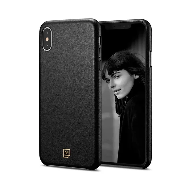 Чорний шкіряний чохол для iPhone X | XS Spigen La Manon Calin Chic в Івано-Франківську